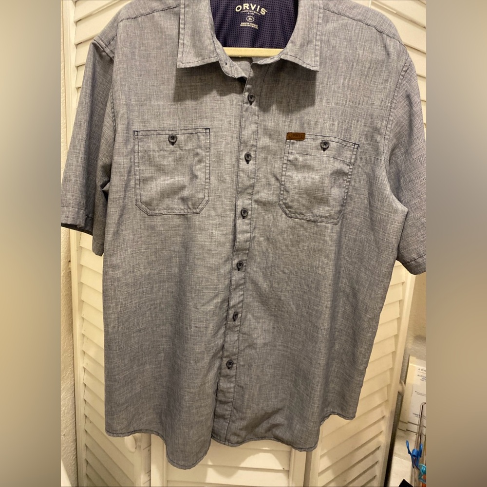 ORVIS Classic Collection Men’s “Short Sleeve Shirt” Size XL Denim Blue EUC